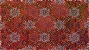 Parlak bir arka plan sorunsuz desen çiçek fantezi tasarım. Düz Çiçek Elemanları Tasarım. Renkli Bahar Teması kesintisiz desen Arka Plan.