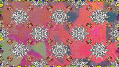 Pembe renkli çiçekler. Çiçekli karalama şeklinde Raster çiçek deseni. Nazik, narin çiçek arkaplanı.