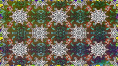 Çiçek. Kahverengi renklerde. Kusursuz dekoratif arka plan, çiçek mandala. Raster illüstrasyonu.