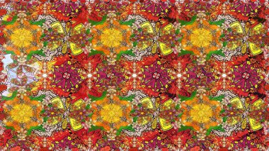 Kahverengi, sarı ve kırmızı renkte çiçekler. Küçük çiçekte sevimli çiçek deseni var..