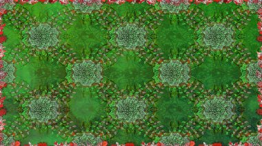 Suluboya, elle çizilmiş. Çiçekler yeşile. Raster hisseleri. Kusursuz arkaplan deseni.