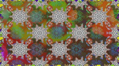 Kahverengi renkli çiçekler. Raster illüstrasyonu. Küçük çiçekte sevimli çiçek deseni var..