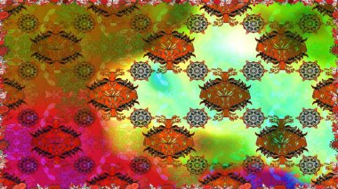 Raster illüstrasyonunda kusursuz çiçek deseni. Kahverengi renkli çiçekler. Düz Çiçek Elementleri Tasarımı. Renkli Bahar Teması Kusursuz Arkaplan.