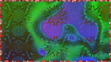 Kusursuz bir arka plan modeli. Yapraklı çiçekler ve yeşil renkli papatya çiçekleri. Raster - stok.