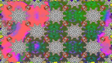 Çiçekli karalama şeklinde Raster çiçek deseni. Yeşil renkli çiçekler. Nazikçe, güzel çiçek arkaplanı..