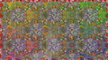 Gri arka planda. Tekstil, kumaş, ambalaj, hatıra defteri için hoş bir çiçek arkaplanı. Çocuksu tasarım. Elle çizilmiş karalama çiçekleri ile pürüzsüz desen.