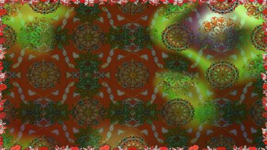 Güzel kumaş deseni. Raster suluboya deseni, narin çiçekler, kahverengi çiçekler, tebrik kartı şablonu..