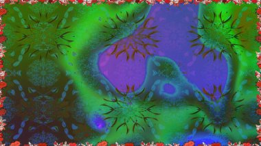 Kusursuz bir arka plan modeli. Yapraklı çiçekler ve yeşil renkli papatya çiçekleri. Raster - stok.