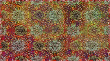 Raster çiçek izi. Raster Yumuşak kumaş deseni. Çiçeksel kahverengi, pürüzsüz desen. Klasik taslak çizimi.