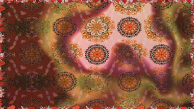 Raster Illustrasyon 'da moda olmayan çiçek deseni. Kahverengi renkli çiçekler. Düz Çiçek Elementleri Tasarımı. Renkli Yaz Temalı Kusursuz Arkaplan.