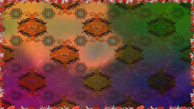 Çocuksu tasarım. Kahverengi arka planda. El çizimi çiçekli, pürüzsüz bir desen. Tekstil, kumaş, ambalaj, hatıra defteri için güzel çiçek arkaplanı..