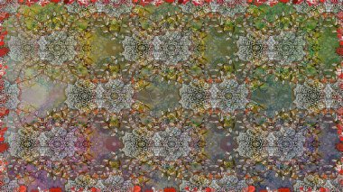 Raster illüstrasyonu. Renkli, pürüzsüz desen. Çiçek duvar kâğıdı. Gri renkli şirin tekstil tarzında. Çiçek arka planı.