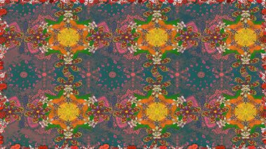 Raster Yumuşak kumaş deseni. Raster çiçek izi. Çiçeksel kahverengi, pürüzsüz desen. Klasik taslak çizimi.