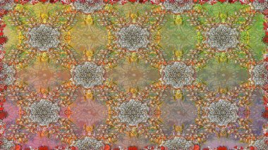 Çiçeksiz desenli arka plan, yaz çiçekleri. Kahverengi renkli çiçekler. Renkli Bahar Temalı Kusursuz Arkaplan. Düz Çiçek Elementleri Tasarımı.