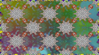 Düz Çiçek Elementleri Tasarımı. Çiçeksiz desenli arka plan, yaz çiçekleri. Renkli Bahar Temalı Kusursuz Arkaplan. Yeşil renkte çiçekler.