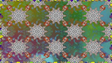 Düz Çiçek Elementleri Tasarımı. Çiçeksiz desenli arka plan, yaz çiçekleri. Renkli Bahar Temalı Kusursuz Arkaplan. Yeşil renkte çiçekler.