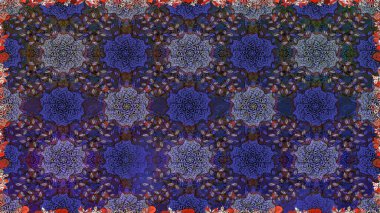 Çiçeksiz desenli nakış işlemeli gelincikler ve vadideki zambaklar. Tekstil tasarımı için mor renkli geleneksel halk çiçekleri buketi.