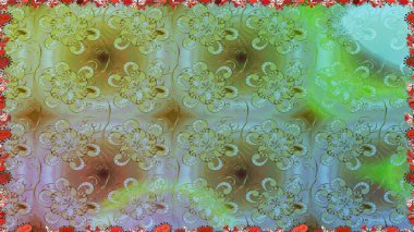 Raster illüstrasyonunda kusursuz çiçek deseni. Yeşil renkte çiçekler.