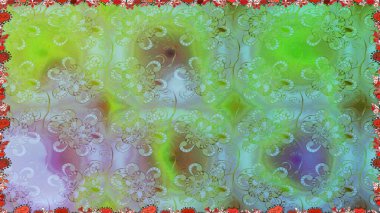 Varicologreen raster pürüzsüz çizim. Küçük çiçekteki sevimli çiçek deseni. Birçok yeşil soyut çiçekli tropikal desensiz.