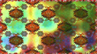 Düz Çiçek Elementleri Tasarımı. Yeşil renkli çiçekler. Renkli Yaz Temalı Kusursuz Arkaplan. Sevimli çiçek raster deseni.