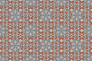 Raster illüstrasyonu. Küçük çiçekli kusursuz yay deseni. Suluboya tarzında gri, kahverengi ve beyaz renkler üzerine.