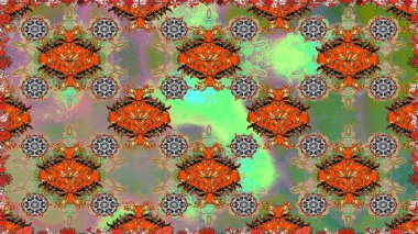 Yeşil renkli çiçekler. Hediye ambalaj kağıdı, tebrik kartları, posterler ve pankart tasarımı. Raster düz çiçekleri pürüzsüz desen.