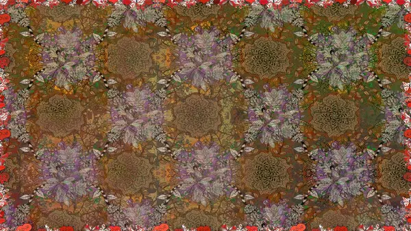 Raster illüstrasyonu. Bahar çiçekli, dikişsiz, sevimli çiçek deseni. Güzel kumaş deseni.