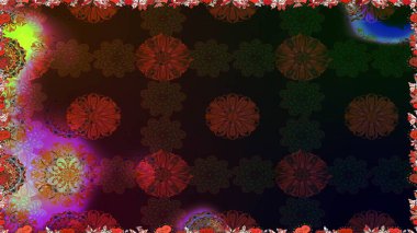 Raster illüstrasyonu. Çiçeklerle suluboya desenli çiçek deseni. Kahverengi renkli Asyalı tekstil.