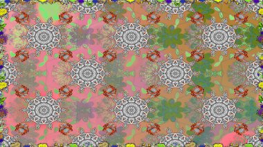 Raster illüstrasyonunda kusursuz çiçek deseni. Gri renkli çiçekler.