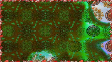 Düz Çiçek Elementleri Tasarımı. Renkli Bahar Temalı Kusursuz Arkaplan. Raster..