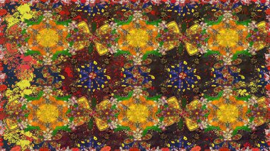 Modaya uygun kumaş deseni. Renkli Yaz Temalı Kusursuz Arkaplan. Sevimli çiçek raster deseni. Düz Çiçek Elementleri Tasarımı.