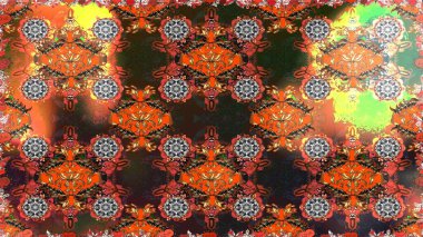 Renkli Bahar Temalı Kusursuz Arkaplan. Raster. Düz Çiçek Elementleri Tasarımı.