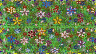 Raster illüstrasyonu. El çizimi. Çiçekli, yapraklı, çiçeksiz çiçek desenli..