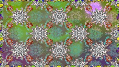 Sevimli küçük çiçek desenle. Raster resim. Çiçek desenli çiçek ve yaprakları ile.