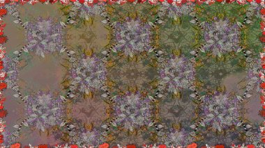 Küçük çiçekteki sevimli çiçek deseni. Kahverengi renkte çiçekler.