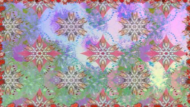 Raster illüstrasyonunda kusursuz çiçek deseni. Suluboya tarzında nötr renkler üzerine çiçekler.