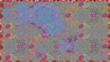 Karalama çiçeği. Zentangle soyut çiçekleri. Raster illüstrasyonu. Güzel kumaş deseni. Renkli Bahar Temalı Kusursuz Arkaplan. Düz Çiçek Elementleri Tasarımı.