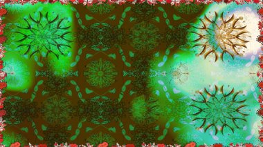 Raster illüstrasyonunda kusursuz çiçek deseni. Yeşil renkte çiçekler.