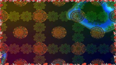 Düz Çiçek Elementleri Tasarımı. Renkli Bahar Temalı Kusursuz Arkaplan. Raster Modaya uygun kumaş deseni. Kahverengi renkli şirin çiçek deseni.