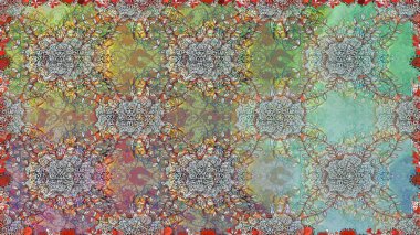 Raster illüstrasyonu. Tarafsız renklerde çiçekler. El çizimi çiçekleri olan soyut, pürüzsüz desen.