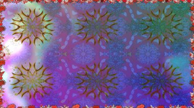 Parlak renkli çiçekleri ve mor renkli yaprakları olan kusursuz çiçek desenleri. Modern çiçek arkaplanı. Halk tarzı. Moda baskıları için zarif bir şablon.