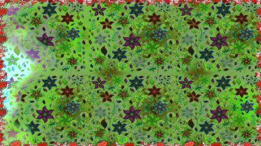 Çiçek izi. Suluboya kusursuz desen. Suluboya tarzında yeşil renkte çiçekler.