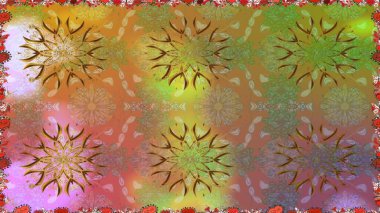 Düz Çiçek Elementleri Tasarımı. Çiçekli kusursuz retro desen. Renkli Yaz Temalı Kusursuz Arkaplan. Kahverengi renkte çiçekler.