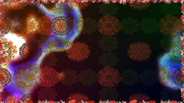 Düz Çiçek Elementleri Tasarımı. Kahverengi renkli çiçekler. Raster illüstrasyonunda kusursuz çiçek deseni. Renkli Bahar Teması Kusursuz Arkaplan.