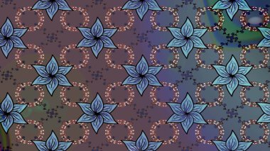 Çiçekli karalama şeklinde Raster çiçek deseni. Kahverengi renklerde bahar çiçekleri. Raster illüstrasyonu.