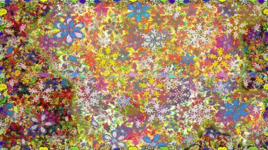 Tarafsız renklerde çiçekler. Renkli Bahar Temalı Kusursuz Arkaplan. Sevimli çiçek raster deseni. Düz Çiçek Elementleri Tasarımı.