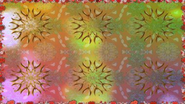 Düz Çiçek Elementleri Tasarımı. Çiçekli kusursuz retro desen. Renkli Yaz Temalı Kusursuz Arkaplan. Kahverengi renkte çiçekler.