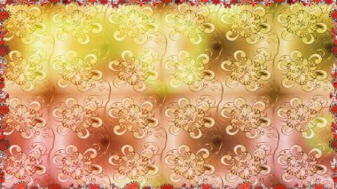 Raster illüstrasyonu. Çiçekli karalama şeklinde Raster çiçek deseni. Bej renklerde bahar çiçekleri..