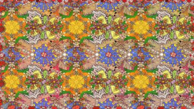 Yumuşak, bahar çiçekli arka plan. Çiçekli karalama şeklinde Raster çiçek deseni. Kahverengi renkte çiçekler.