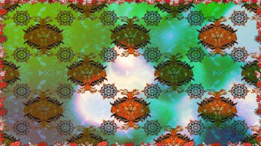 Raster illüstrasyonu. Yumuşak, yeşil renkli yaz çiçekleri. Küçük çiçekteki sevimli çiçek deseni. Raster deseni.